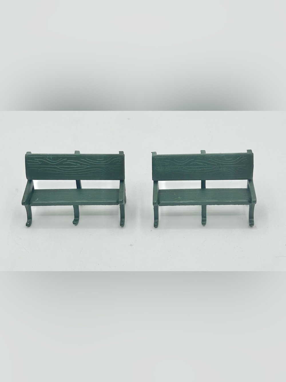 Department Dept 56 Snow Village Accessory Cast Iron Park Benches Green Lot of 2